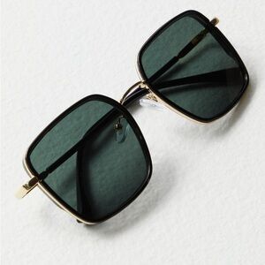 Free people beau square Stylish Black and Gold Square Sunglasses